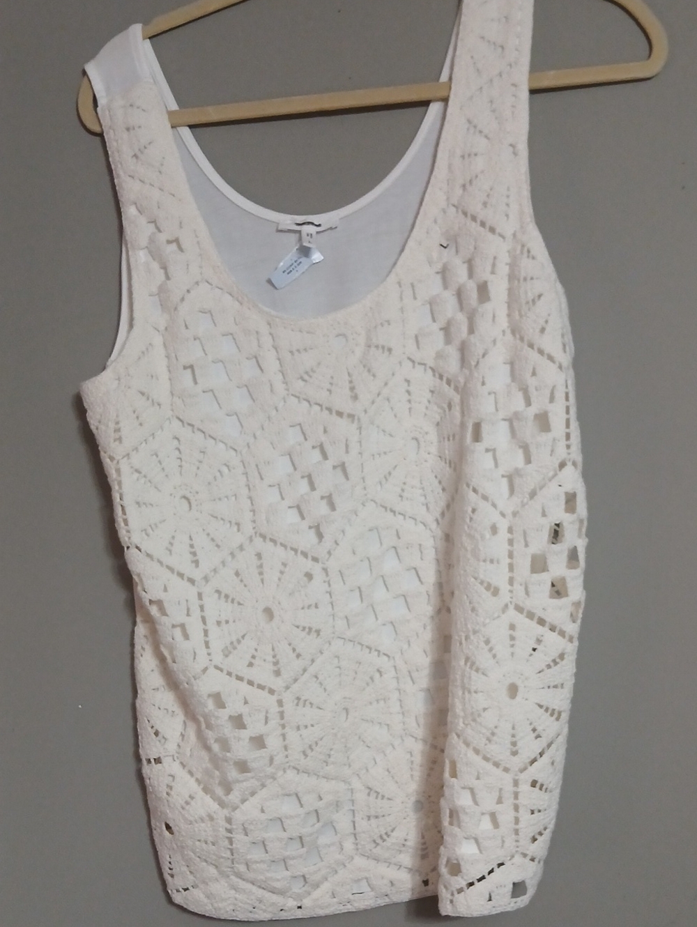 Maurices Cream Crochet Overlay Tank Top